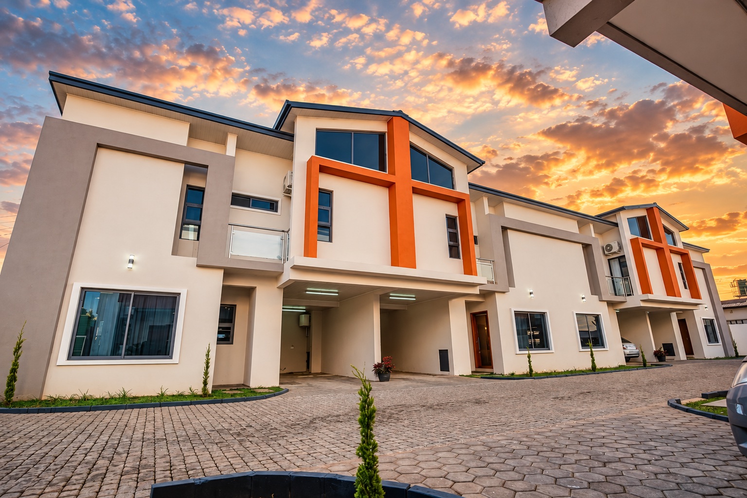 The courtyard at sunset
